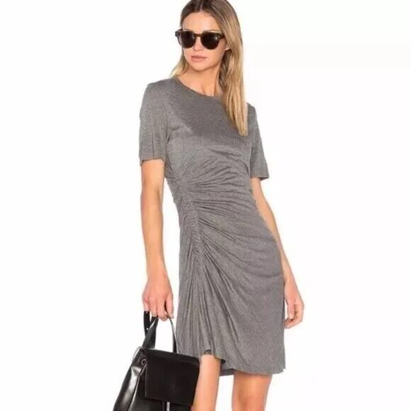 ALC Sally Ruched Short Sleeve T Shirt Dress in Heather Gray Soft Small EUC - Picture 1 of 11